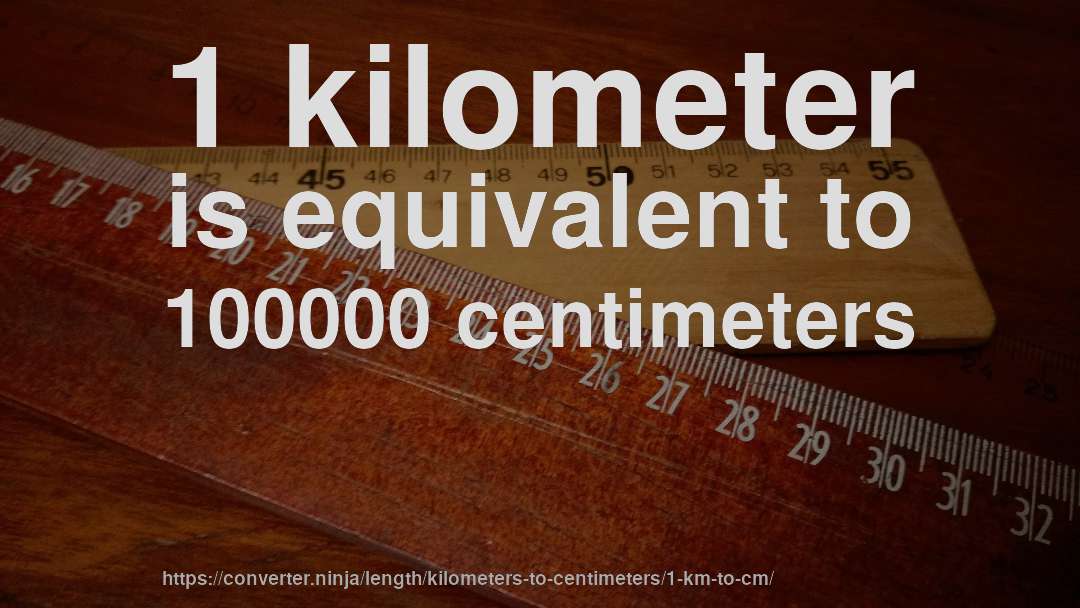 1 kilometer is equivalent to 100000 centimeters