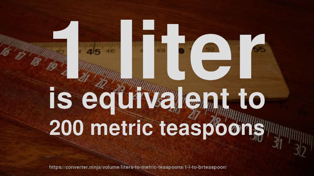 1 liter is equivalent to 200 metric teaspoons
