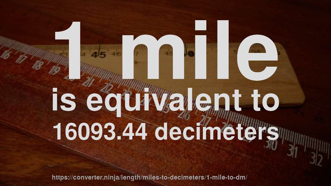 1 mile is equivalent to 16093.44 decimeters