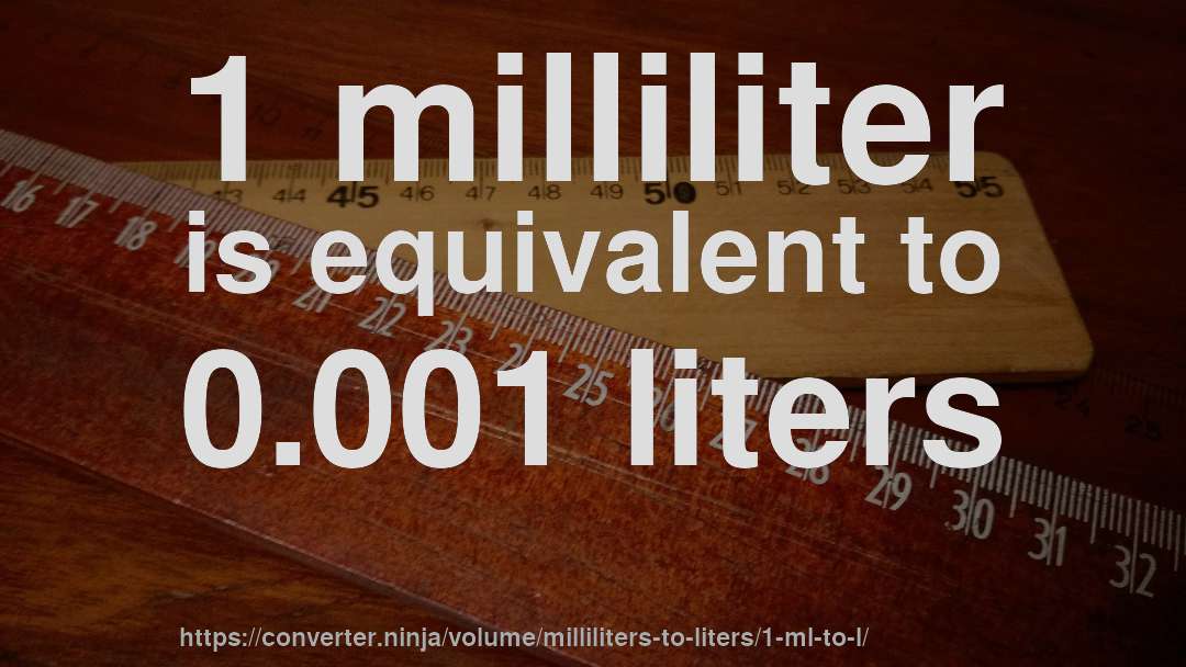 1 milliliter is equivalent to 0.001 liters