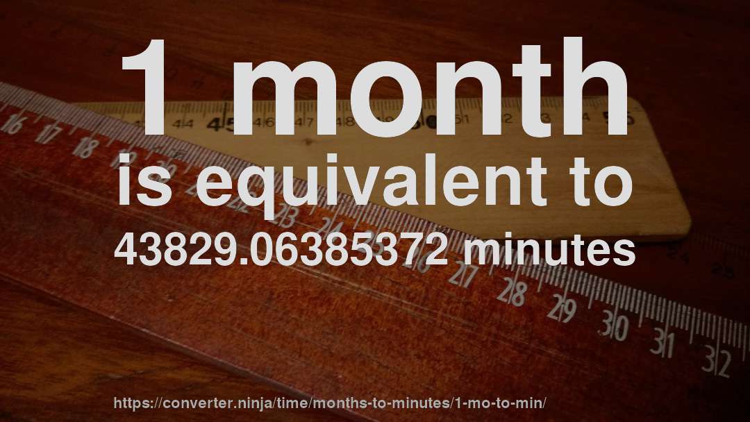 1 month is equivalent to 43829.06385372 minutes