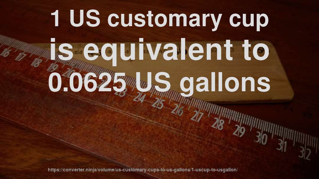 1 US customary cup is equivalent to 0.0625 US gallons