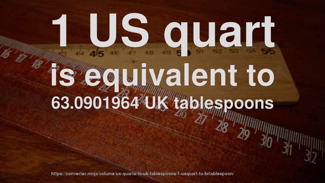 1 US quart is equivalent to 63.0901964 UK tablespoons