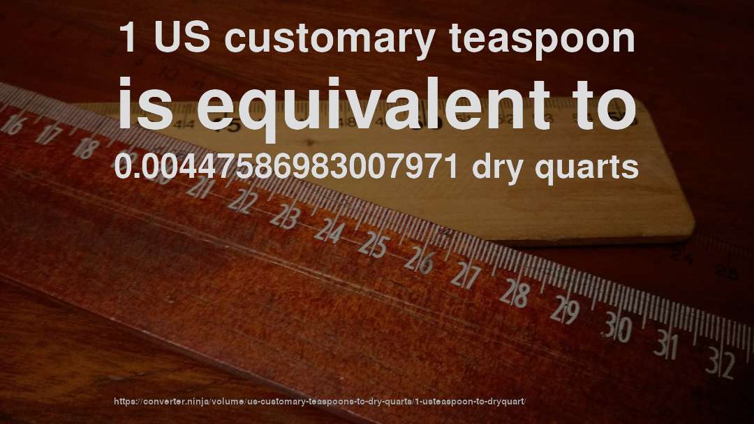 1 US customary teaspoon is equivalent to 0.00447586983007971 dry quarts