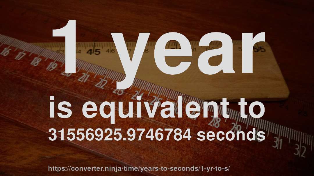 1 year is equivalent to 31556925.9746784 seconds