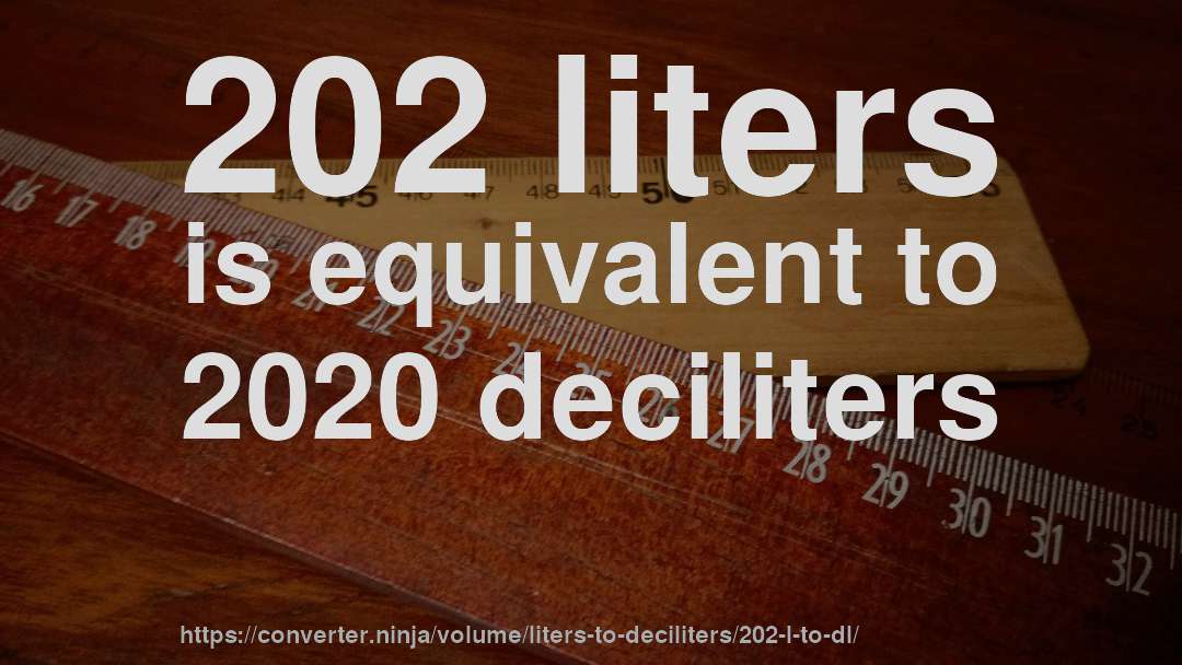 202 liters is equivalent to 2020 deciliters
