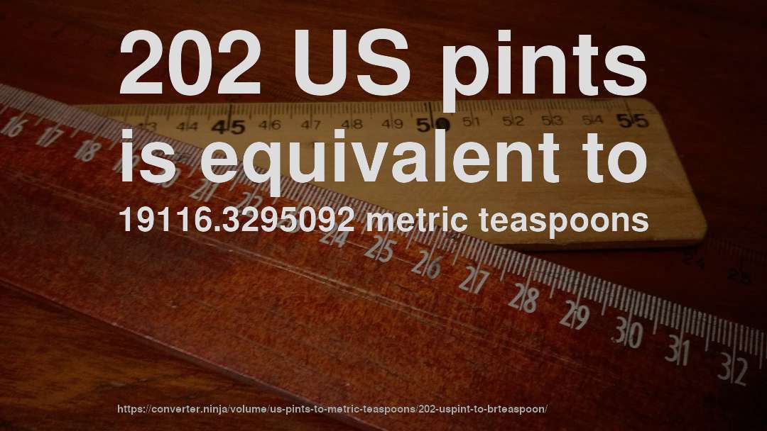 202 US pints is equivalent to 19116.3295092 metric teaspoons