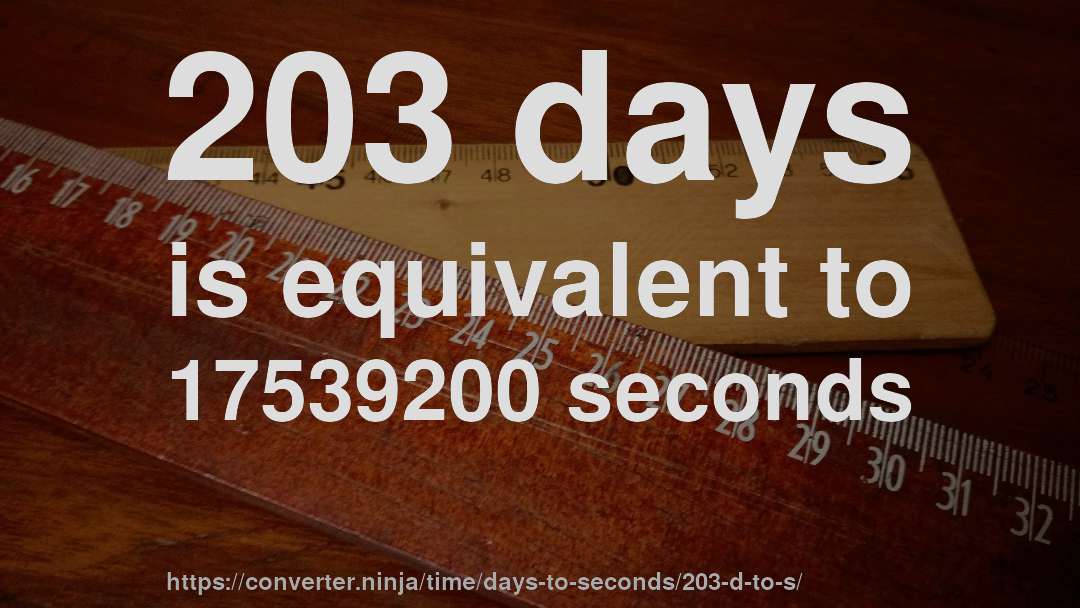 203 days is equivalent to 17539200 seconds