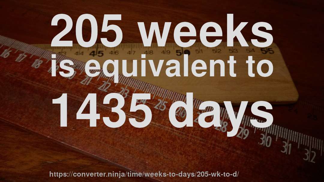 205 weeks is equivalent to 1435 days