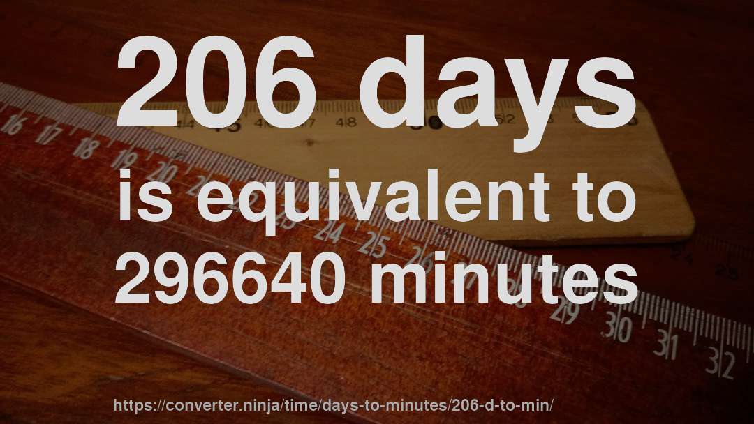 206 days is equivalent to 296640 minutes