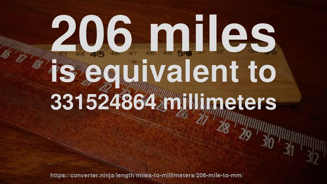 206 miles is equivalent to 331524864 millimeters