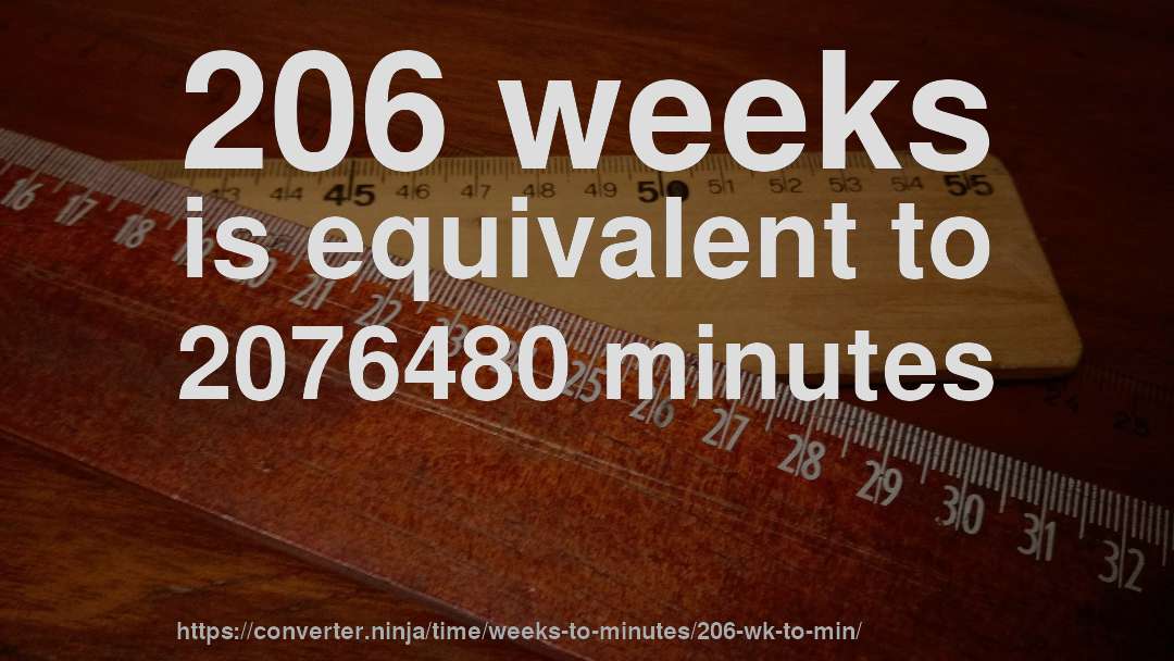 206 weeks is equivalent to 2076480 minutes