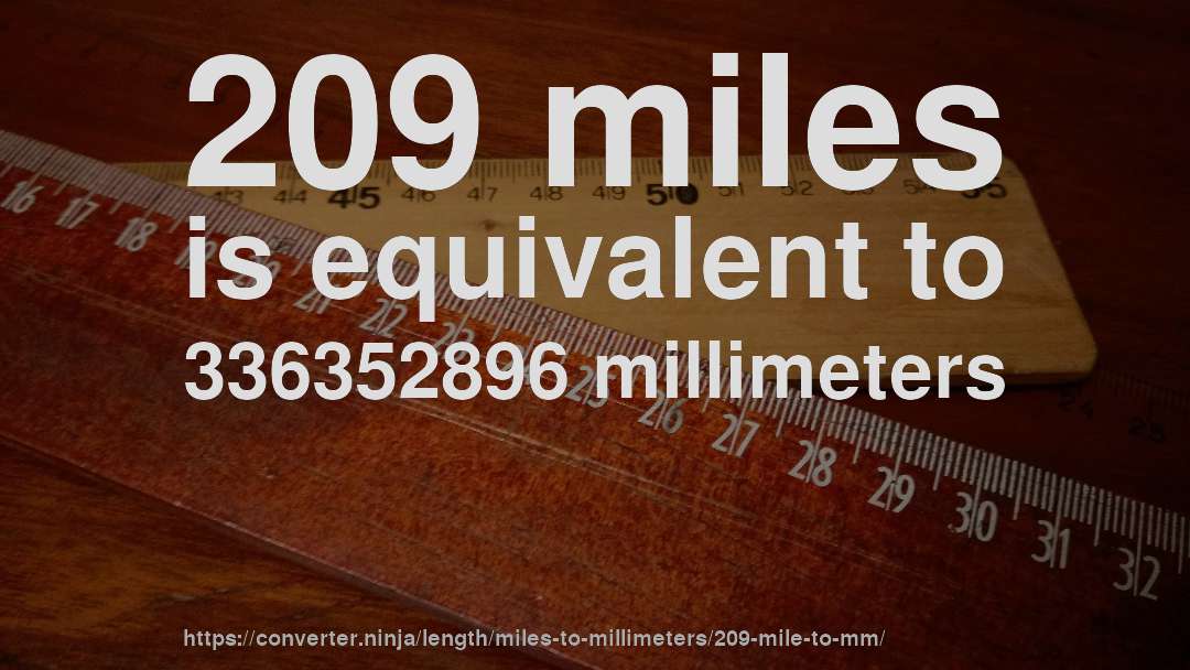 209 miles is equivalent to 336352896 millimeters
