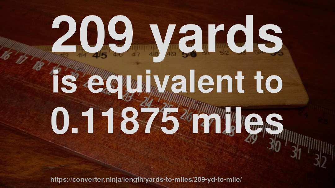 209 yards is equivalent to 0.11875 miles