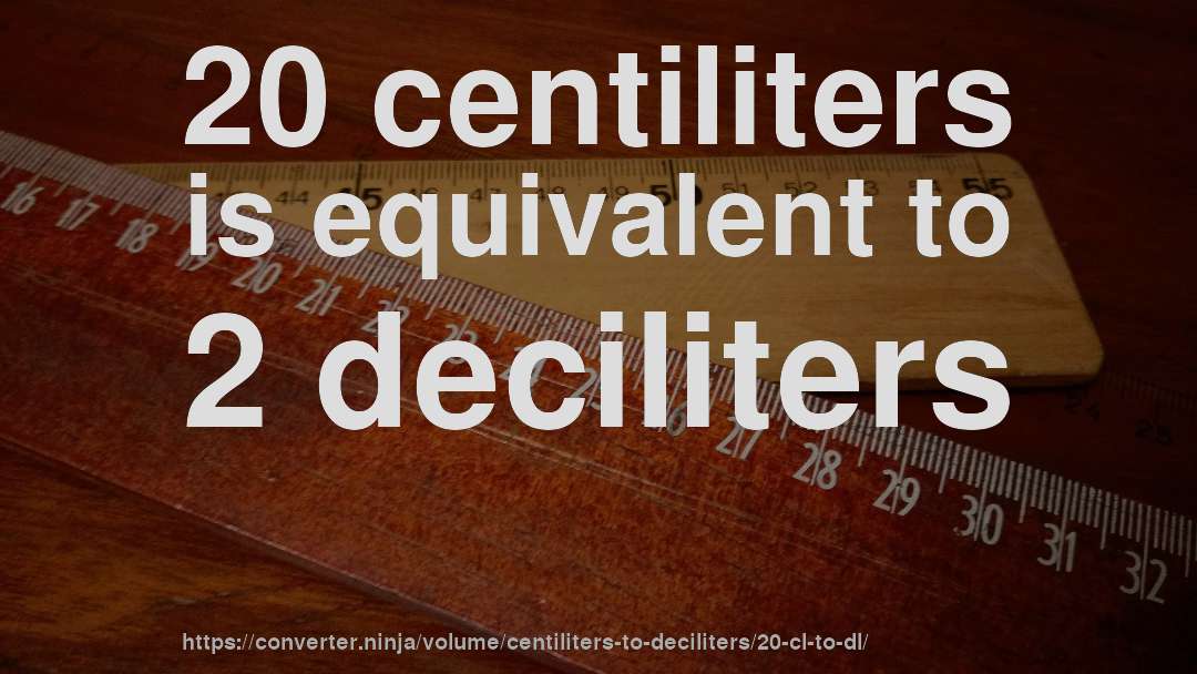 20 centiliters is equivalent to 2 deciliters