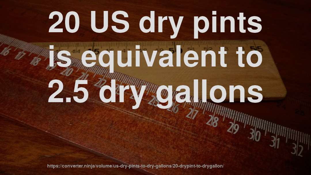 20 US dry pints is equivalent to 2.5 dry gallons