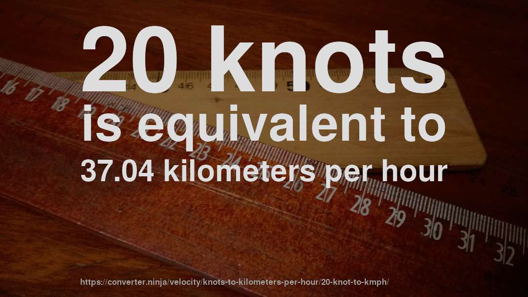 20 knots is equivalent to 37.04 kilometers per hour