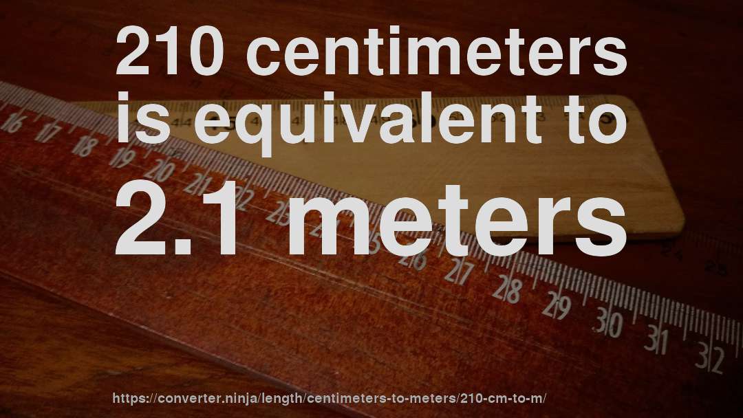 210 centimeters is equivalent to 2.1 meters