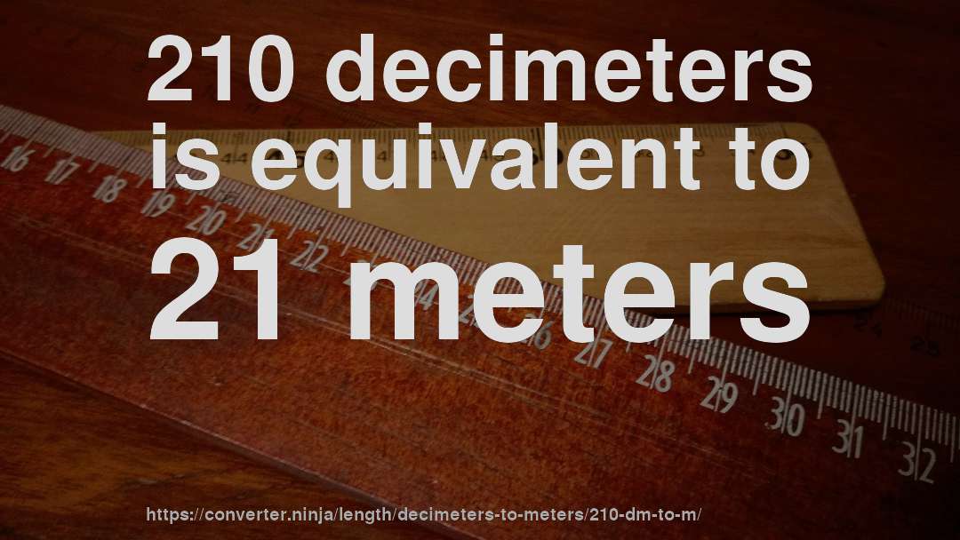 210 decimeters is equivalent to 21 meters