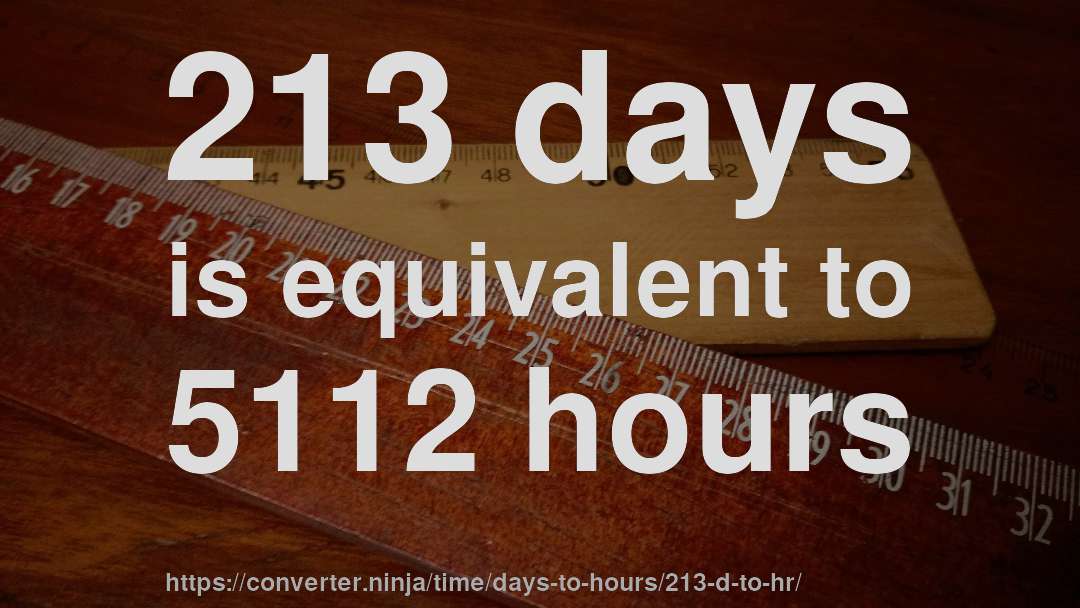 213 days is equivalent to 5112 hours
