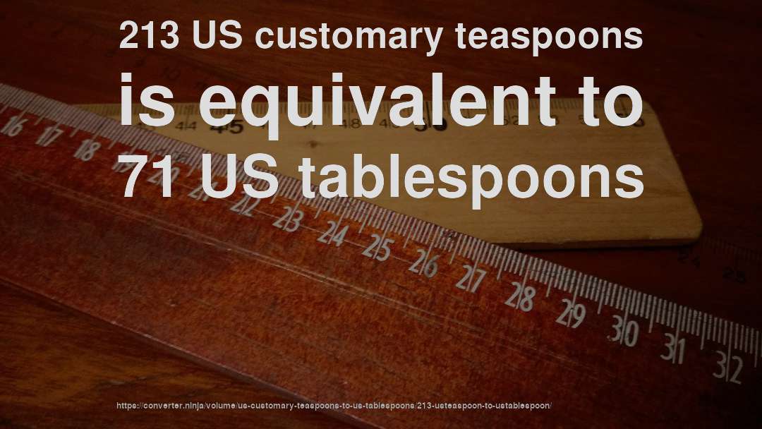 213 US customary teaspoons is equivalent to 71 US tablespoons