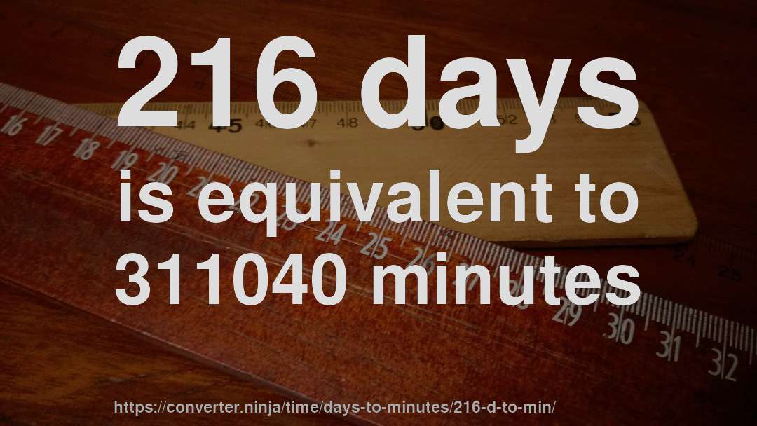 216 days is equivalent to 311040 minutes