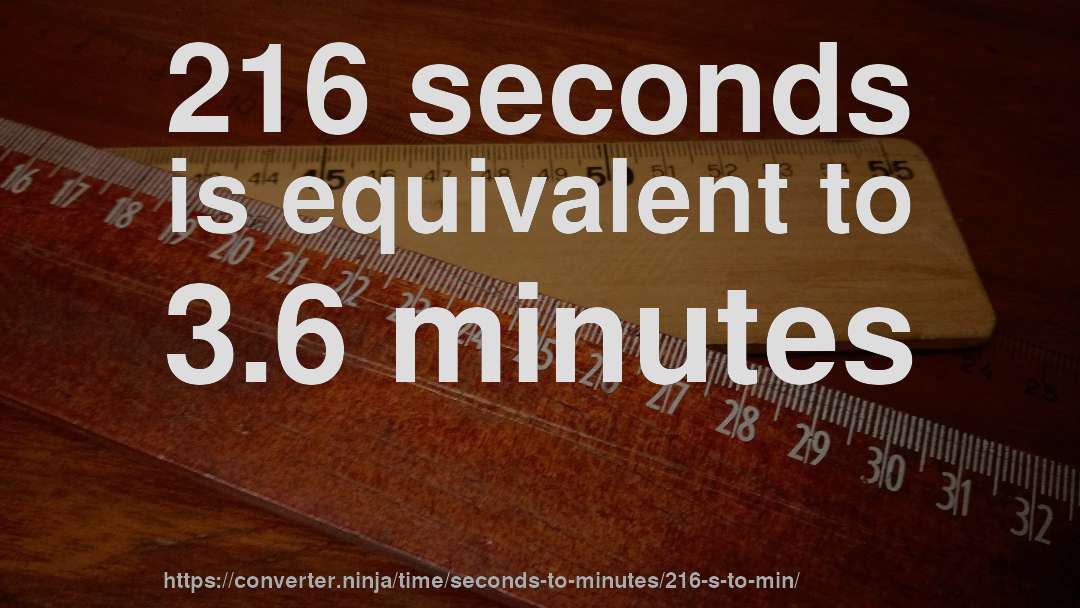 216 seconds is equivalent to 3.6 minutes