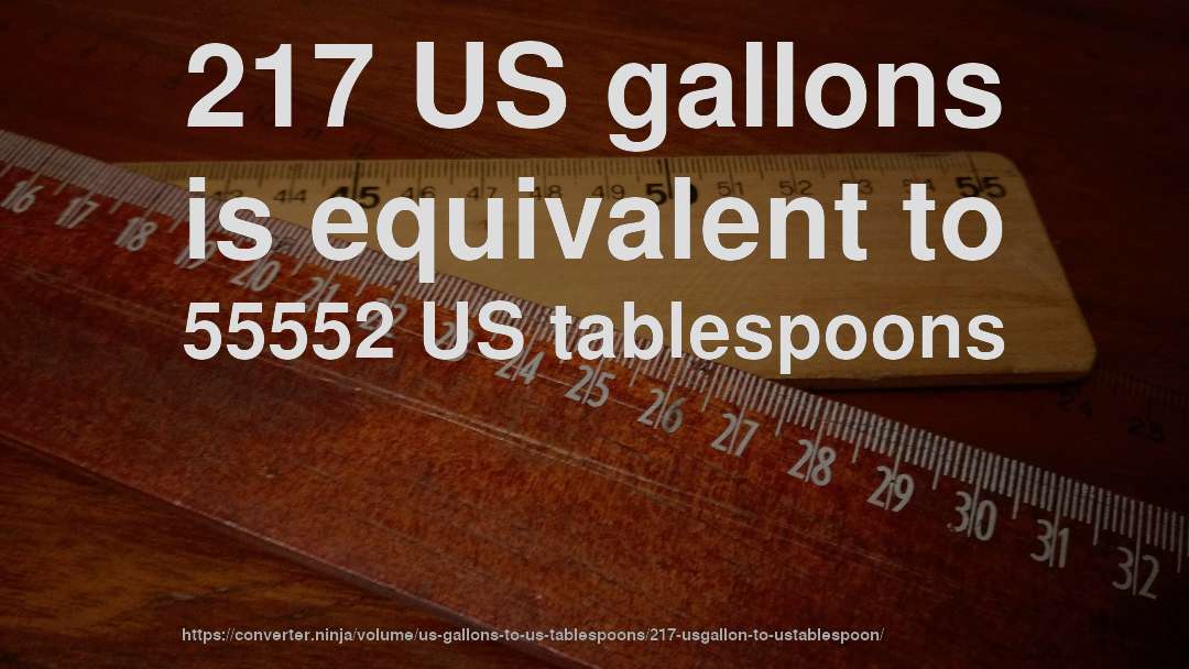 217 US gallons is equivalent to 55552 US tablespoons