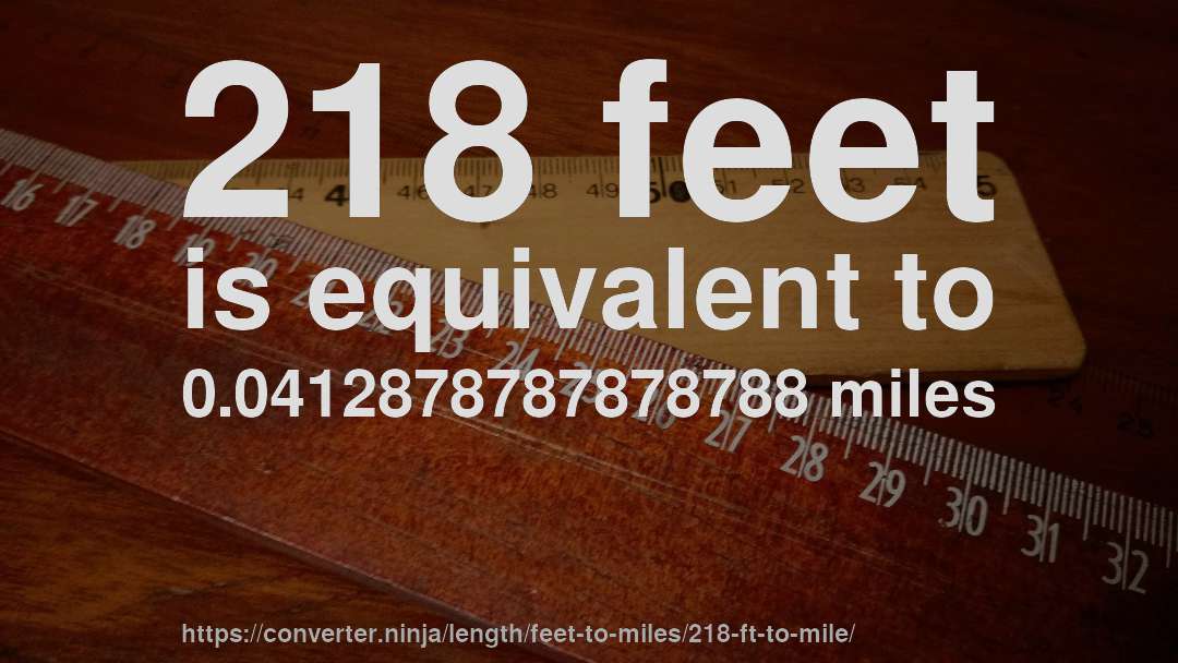 218 feet is equivalent to 0.0412878787878788 miles