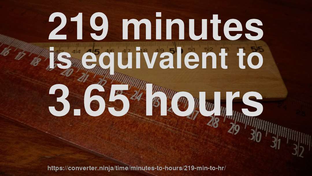 219 minutes is equivalent to 3.65 hours