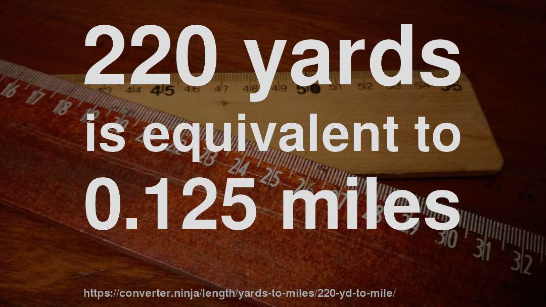 220 yards is equivalent to 0.125 miles