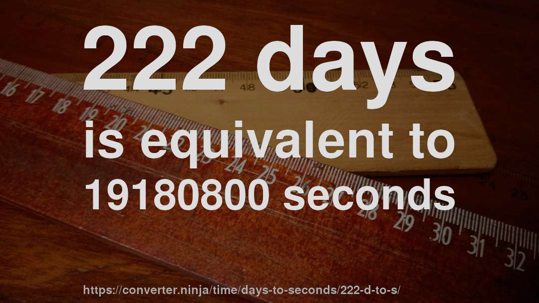 222 days is equivalent to 19180800 seconds