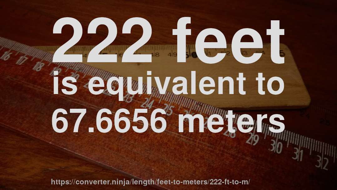 222 feet is equivalent to 67.6656 meters
