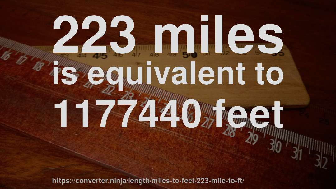 223 miles is equivalent to 1177440 feet