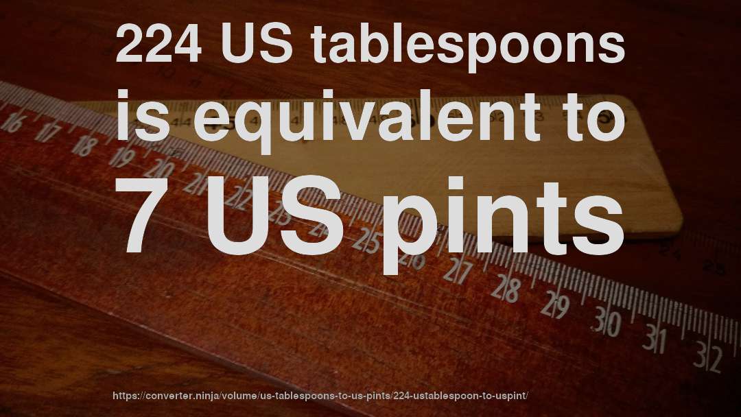 224 US tablespoons is equivalent to 7 US pints