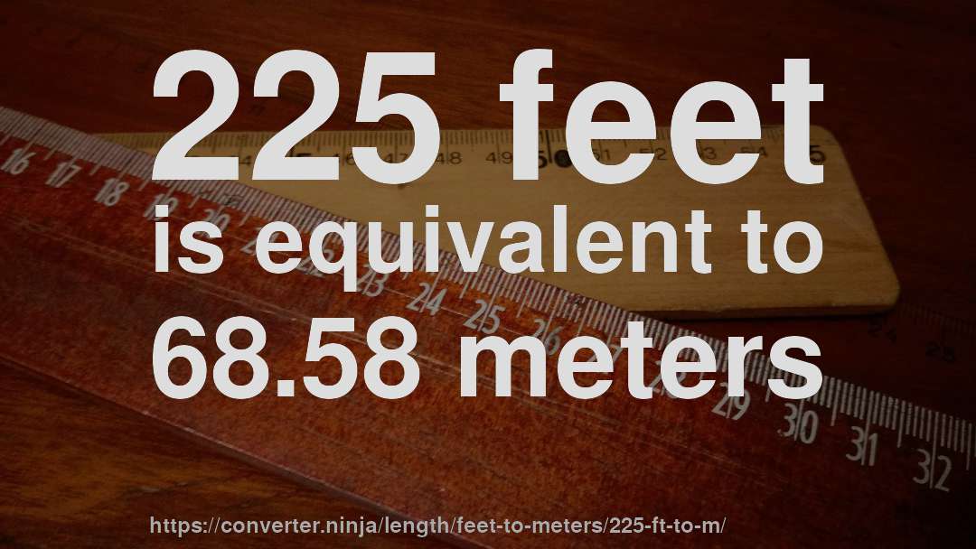225 feet is equivalent to 68.58 meters