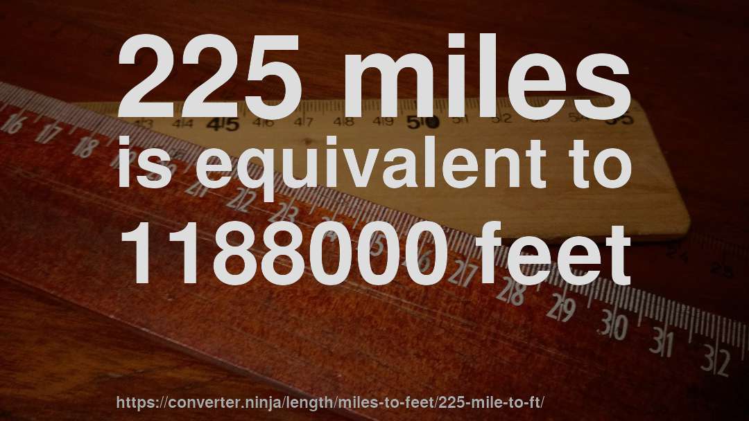 225 miles is equivalent to 1188000 feet