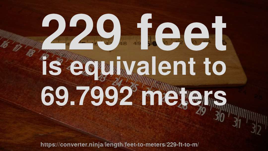 229 feet is equivalent to 69.7992 meters