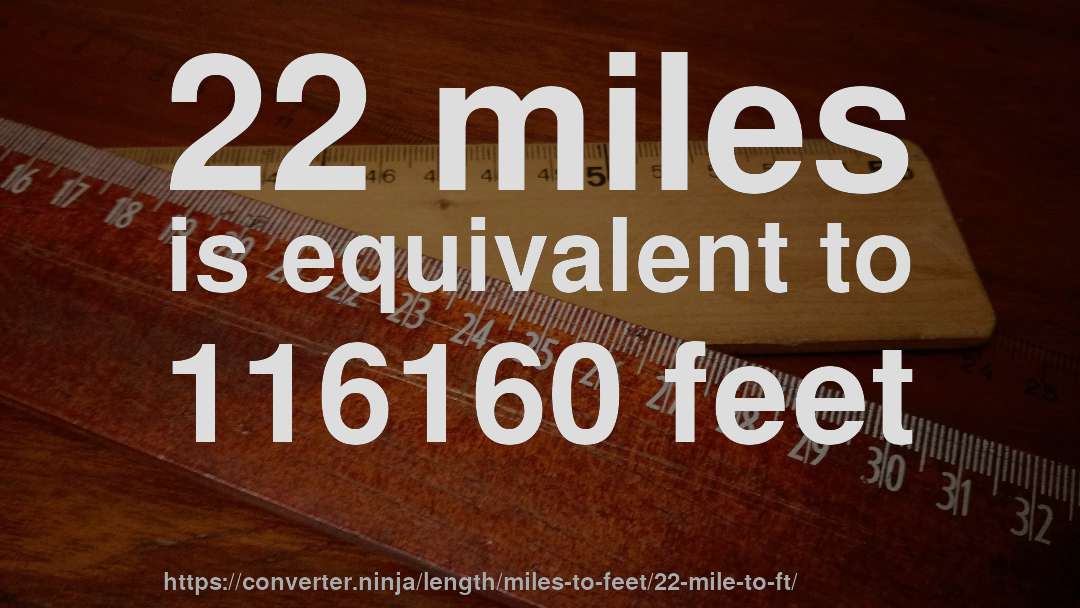 22 miles is equivalent to 116160 feet