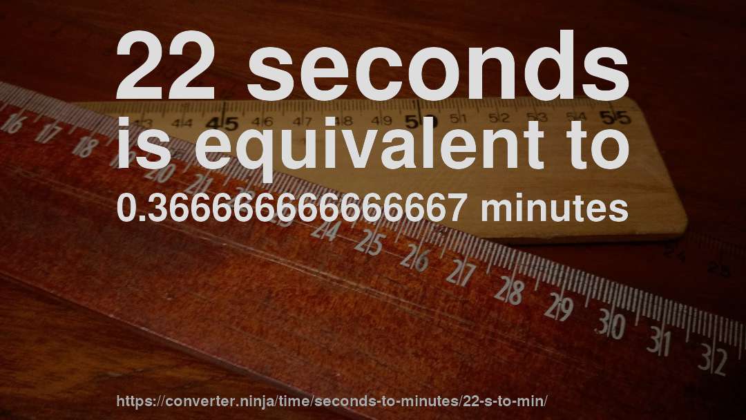 22 seconds is equivalent to 0.366666666666667 minutes