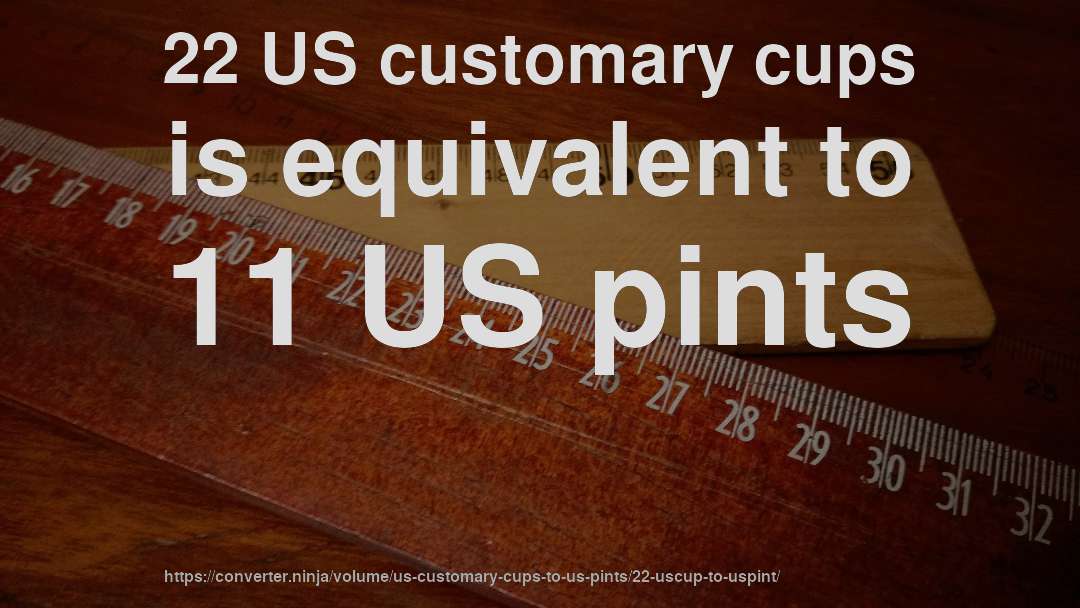 22 US customary cups is equivalent to 11 US pints
