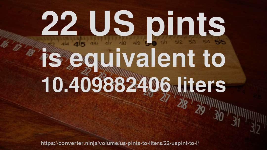 22 US pints is equivalent to 10.409882406 liters