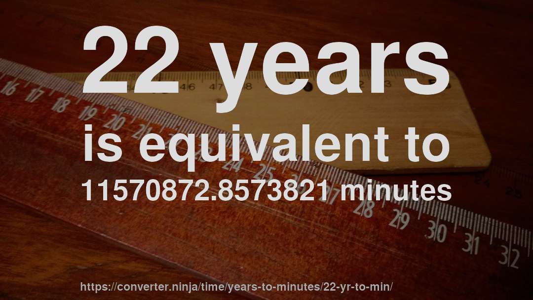 22 years is equivalent to 11570872.8573821 minutes