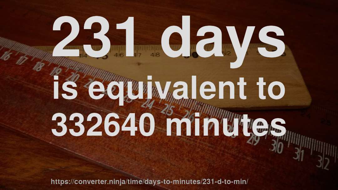 231 days is equivalent to 332640 minutes