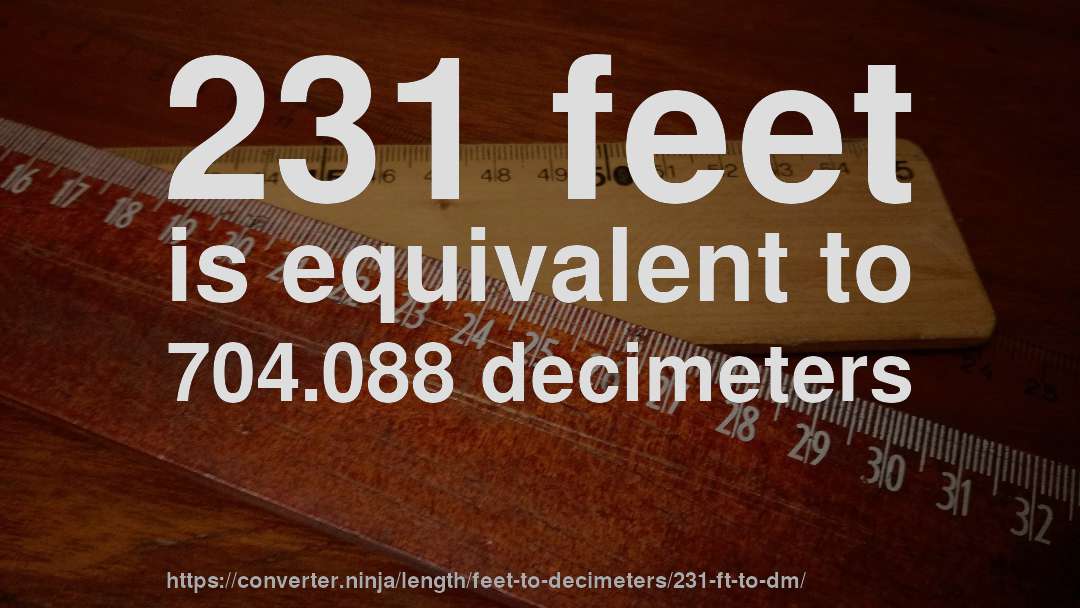 231 feet is equivalent to 704.088 decimeters
