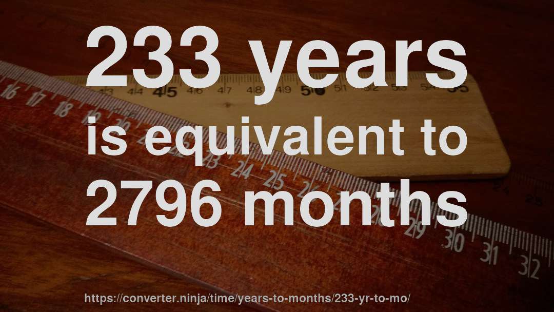 233 years is equivalent to 2796 months