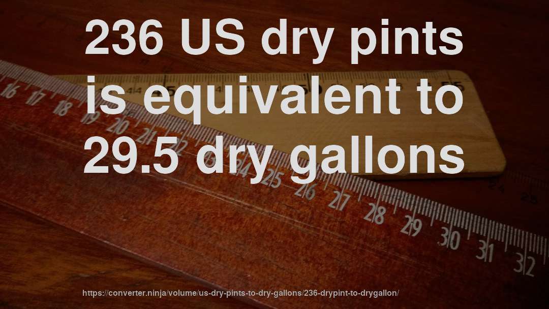 236 US dry pints is equivalent to 29.5 dry gallons