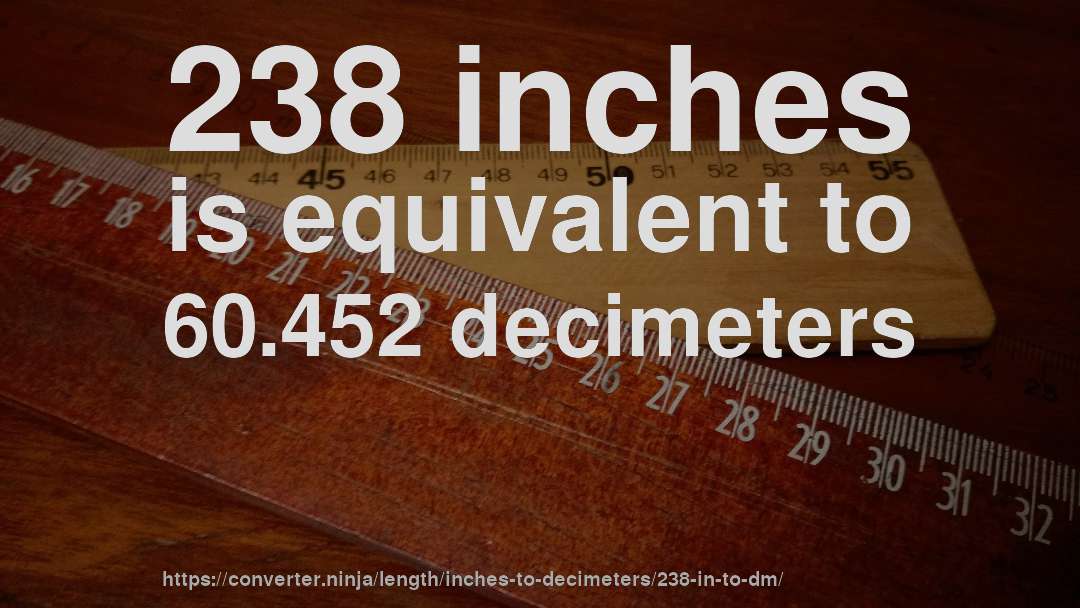 238 inches is equivalent to 60.452 decimeters