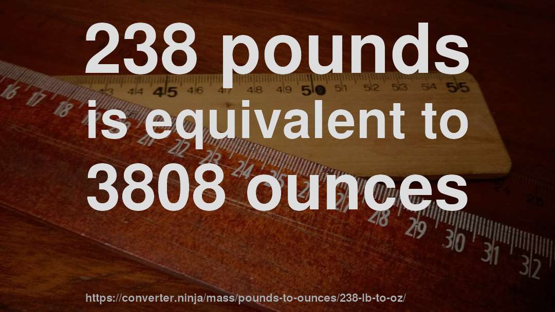 238 pounds is equivalent to 3808 ounces