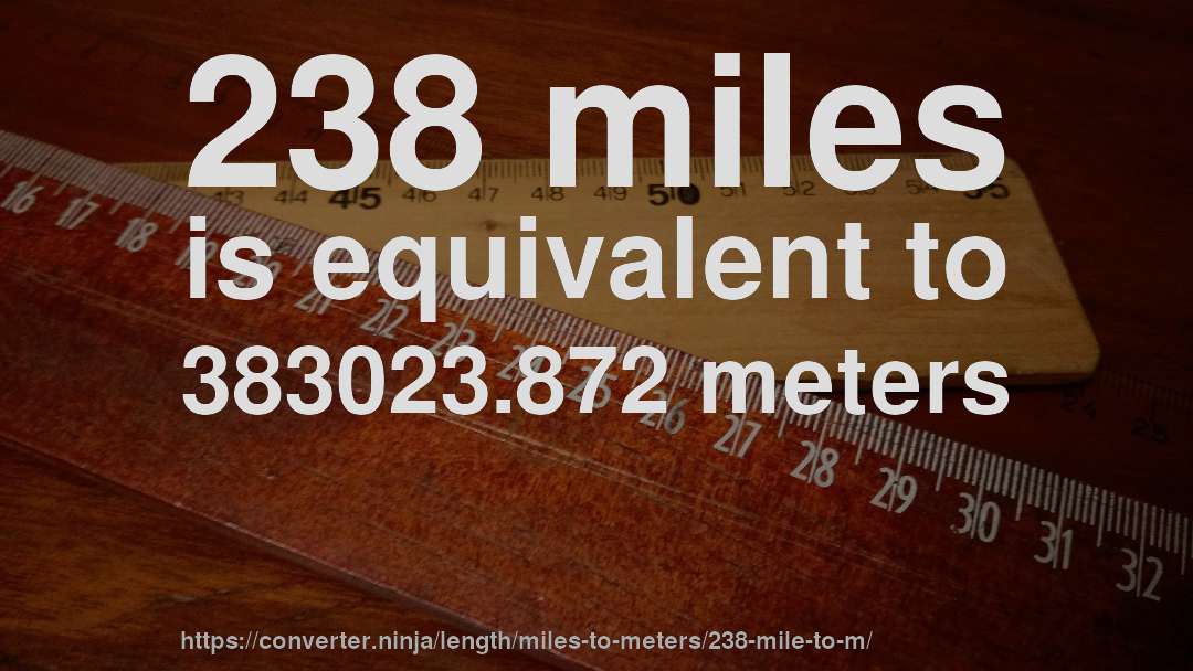 238 miles is equivalent to 383023.872 meters
